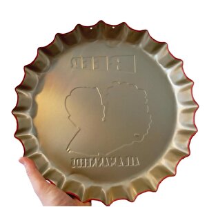 Cajuart Retro 35 Cm Kapak Şeklinde Beer Bira Tema Metal Tablo Dekor