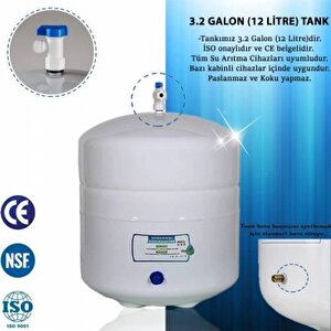 Aura Cebilon Uyumlu Su Arıtma Tankı Çelik 12 Litrensf Onaylı Filtre Hediyeli