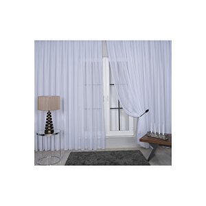 Elegante Pilesiz Tül Perde Kar Beyaz