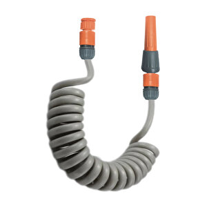 Spiral Yıkama Sulama Musluk Adaptör Bağlantılı Nozul Başlıklı Set Gri 4 metre