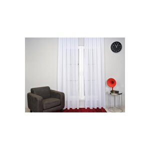 Ipek Tergal Düz Tül Perde Pilesiz Beyaz 100x270 cm