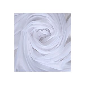 Mikro İpek Vual Pilesiz Düz Tül Perde Kar Beyaz 700x270 cm