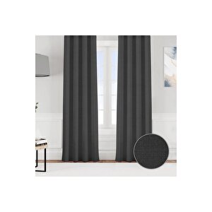 Keten Görünümlü Tek Kanat Fon Perde Antrasit 140x270 cm