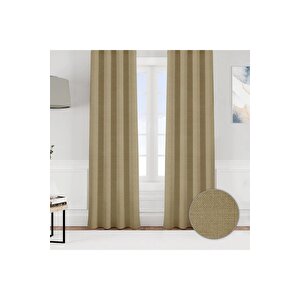 Keten Görünümlü Tek Kanat Fon Perde Bej 400x260 cm