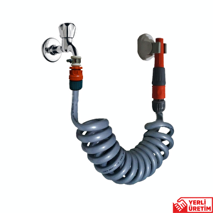 Spiral Yıkama Sulama Kelepçerekor Bağlantılı Nozul Başlıklı Set Gri 5 metre