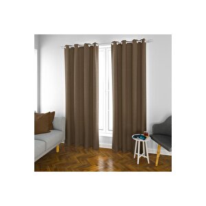Halkalı Blackout Karartma Tek Kanat Fon Perde Kahverengi 180x260 cm