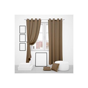 Halkalı Blackout Karartma Tek Kanat Fon Perde Kahverengi 180x260 cm