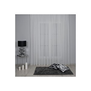 Mikro Ipek Vual Pilesiz Düz Tül Perde Krem 300x260 cm