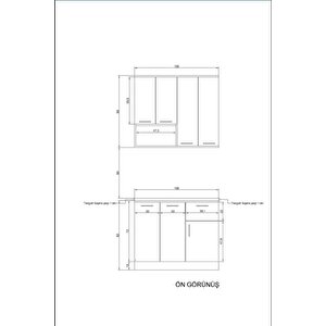 Beyaz Gövde -ahşap Detaylı Mutfak Dolabı Alt -üst Modül