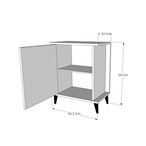 Ferah 2 Raflı Modern Komodin Çam - Beyaz