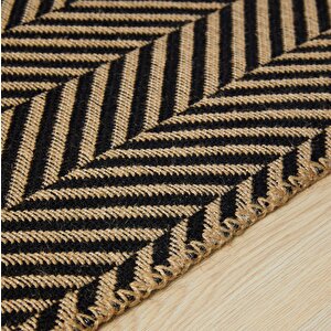 Ocean Home Textile Siyah Renk Balıksırtı Jüt Halı Kilim 120 x 180 Cm