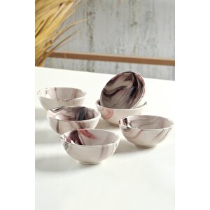 Lissa Çerezlik Takımı 6 Parça El Yapımı Sosluk, Seramik Kahvaltılık Seti, Porselen Lokumluk Takımı Pembe