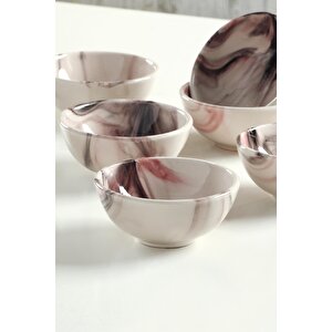 Lissa Çerezlik Takımı 6 Parça El Yapımı Sosluk, Seramik Kahvaltılık Seti, Porselen Lokumluk Takımı Pembe