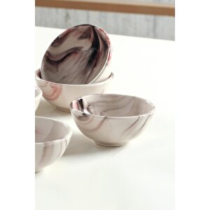 Lissa Çerezlik Takımı 6 Parça El Yapımı Sosluk, Seramik Kahvaltılık Seti, Porselen Lokumluk Takımı Pembe