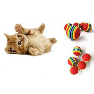 2 Adet Gökkuşağı Renkli Kedi Köpek Oyun Topu Oyuncağı Köpek Kedi  Eğitim Topu Diş Temizleme Topu