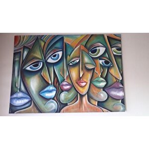 orjinal Pamuklu kumaş üzerine akrilik soyut resim çalışması 100x140 cm