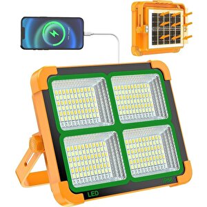 Taşınabilir Solarlı Çalışma Ve Kamp Işığı, Powerbanklı Güneş Enerjili Işıldak, Fener 150w 200 Lümen 264 Ledli kçk