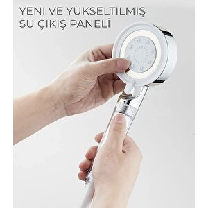Fonksiyonlu Krom Beyaz Çelik Filtreli Kireç Önleyici Yüksek Basınçlı Tasarruflu Banyo Duş Başlığı 2 Adet Yedek Filtreli