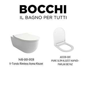 V-tondo Rimless Asma Klozet Beyaz 1416-001-0128, Bocchi Yavaş Kapak A0339-001