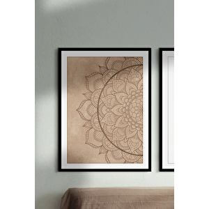 Mandala Temalı Çerçevesiz Çerçeve Görünümlü 3 Parça Mdf  Duvar Tablo Seti Lazer Kesim 30x40 cm