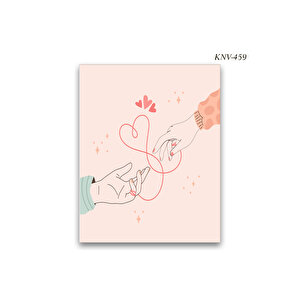 Sevgili Kalp İp Ile Tutuşan Eller Kanvas Tablo 30x40 cm