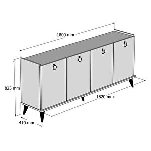 Bimossa H4010 Vesta Konsol 180.cm Siyah Detaylı Beyaz