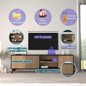 E1030 Lisa Tv Ünitesi Siyah-sepet 180cm