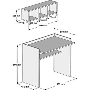 Nakşidil Beyaz Çalışma Masası Raflı 90 Cm V1040