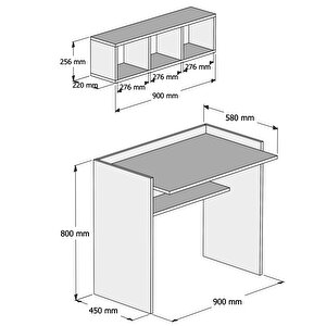 V1020 Nakşidil Raflı Çalışma Masası Ceviz/beyaz