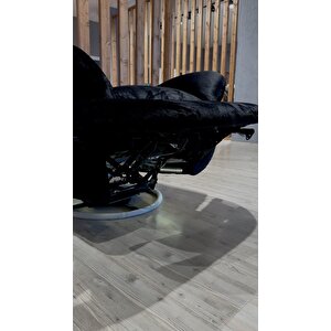 Premium Sallanan Tv Baba Koltuğu Siyah Tavşan Tüyü