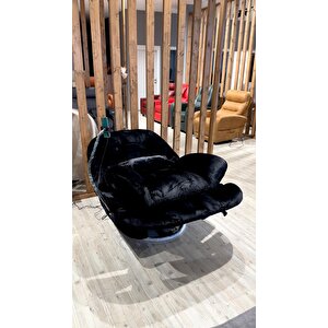 Premium Sallanan Tv Baba Koltuğu Siyah Tavşan Tüyü