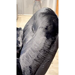 Premium Sallanan Tv Baba Koltuğu Siyah Tavşan Tüyü