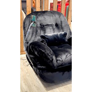 Premium Sallanan Tv Baba Koltuğu Siyah Tavşan Tüyü