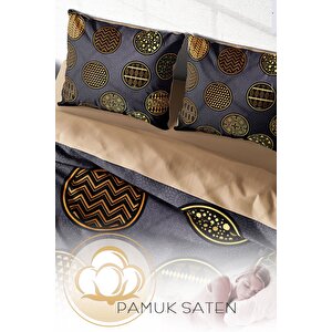 King Size Gold Black Circle 3d Çift Kişilik Nevresim Takımı