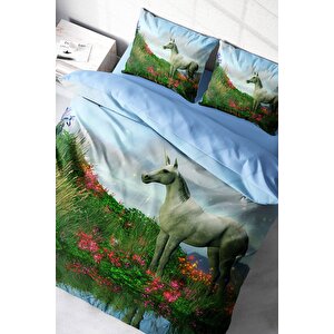 King Size Unicorn 3d Çift Kişilik Nevresim Takımı