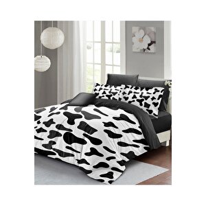King Size Cow 3d Pamuk Saten Çift Kişilik Nevresim Takımı