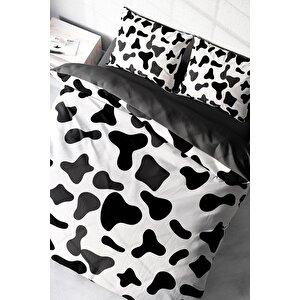 King Size Cow 3d Pamuk Saten Çift Kişilik Nevresim Takımı