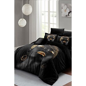 King Size African Women Çift Kişilik Nevresim Takımı 3d Pamuk Saten