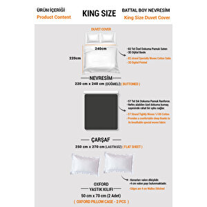 King Size Gray Dream Çift Kişilik Nevresim Takımı 3d Pamuk Saten