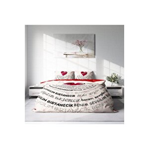 King Size Sevgililer Günü Pamuk Saten Çift Kişilik Nevresim Takımı My Darling
