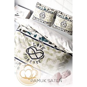 King Size Love Forever 3d Pamuk Saten Çift Kişilik Nevresim Takımı
