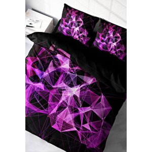 King Size Purple Diamonds 3d Çift Kişilik Nevresim Takımı