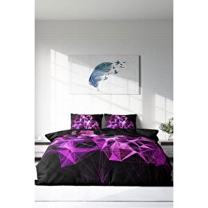 King Size Purple Diamonds 3d Çift Kişilik Nevresim Takımı