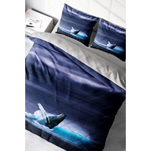 King Size Shark 3d Dijital Baskılı Çift Kişilik Nevresim Takımı