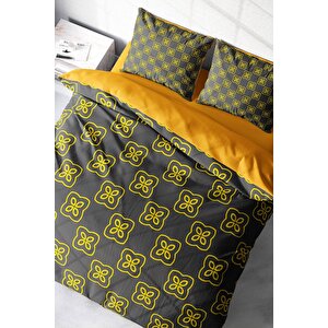 King Size Yellow Mosaic Modern Çift Kişilik Nevresim Takımı