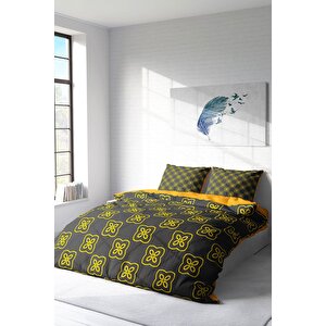 King Size Yellow Mosaic Modern Çift Kişilik Nevresim Takımı