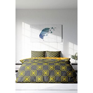 King Size Yellow Mosaic Modern Çift Kişilik Nevresim Takımı