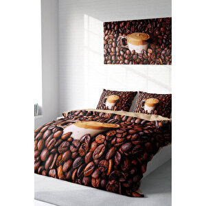 King Size Night Coffee 3d Pamuk Saten Çift Kişilik Nevresim Takımı