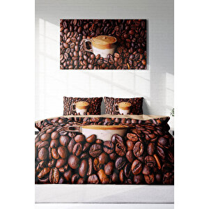 King Size Night Coffee 3d Pamuk Saten Çift Kişilik Nevresim Takımı