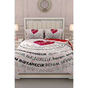 King Size Sevgililer Günü Çift Kişilik Nevresim Takımı%100 Pamuk Saten Birtanem